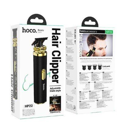 Електрична машинка для стрижки HOCO HP22 з ретро-гравіруванням, ЧОРНИЙ