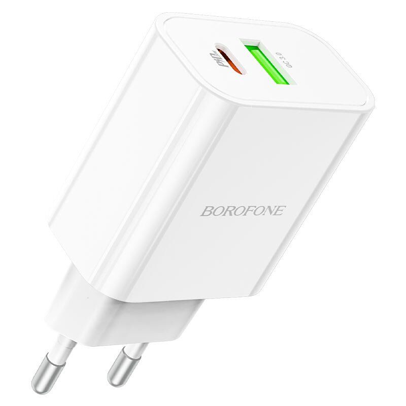 Мережевий зарядний пристрій BOROFONE BA55A Crown speed dual port PD20W+QC3.0 charger(EU) Мережевий зарядний пристрій BOROFONE BA55A Crown speed dual port PD20W+QC3.0 charger(EU)