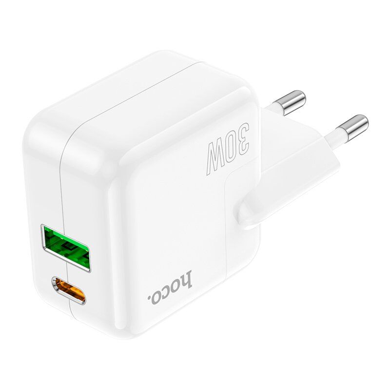 Мережевий зарядний пристрій HOCO C111A TYPE-C PD 30W + QC3.0, БІЛИЙ