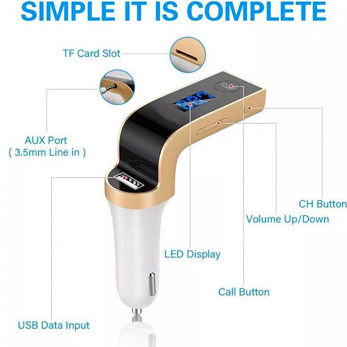 FM Модулятор CAR G7 Bluetooth / гучномовець ЗОЛОТИЙ FM Модулятор CAR G7 Bluetooth / гучномовець ЗОЛОТИЙ