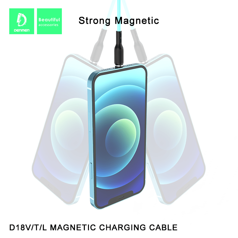 Кабель USB Denmen D18E 3В1 магнітний MAGNET 2.4A USB - Lightning/Micro/Type-C