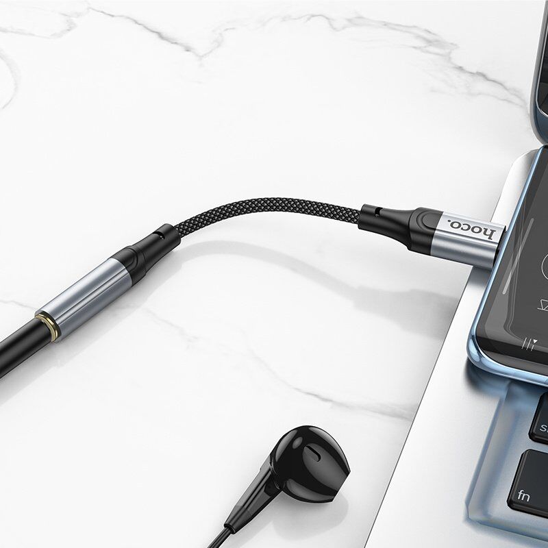 Перехідник HOCO LS36 зовнішня звукова карта TYPE-C - jack 3.5мм, 12 см, чорний Перехідник HOCO LS36 зовнішня звукова карта TYPE-C - jack 3.5мм, 12 см, чорний