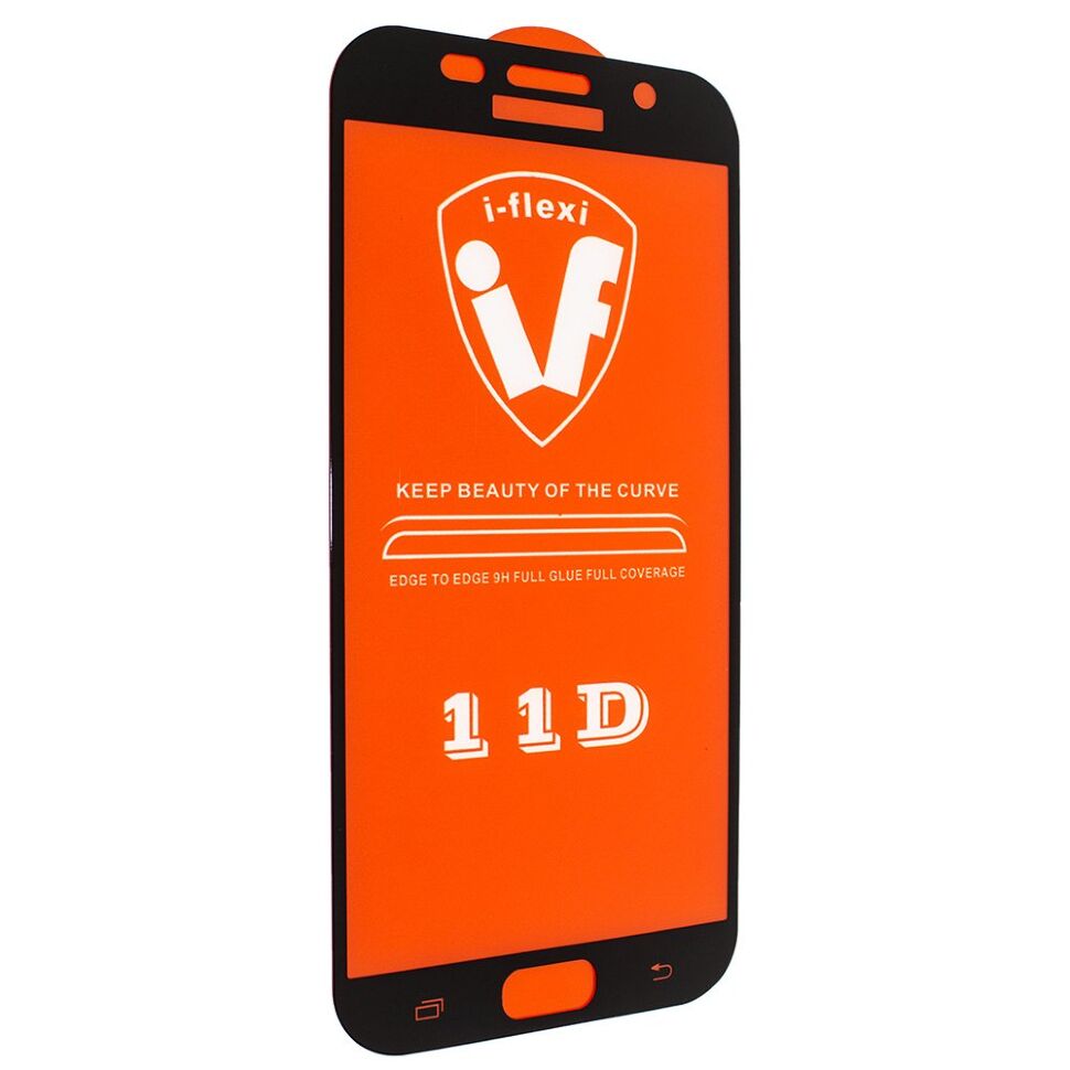 Скло 11D 9H i-flexi FULL GLUE SAMSUNG A720 Galaxy A7 (2017) в упаковці ЧОРНИЙ