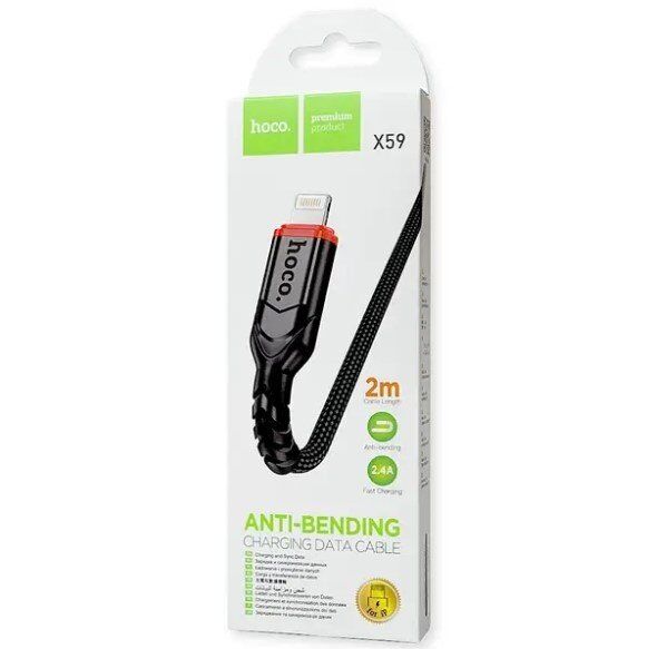 USB кабель HOCO X59 USB - Lightning 2 MЕТРИ ЧОРНИЙ