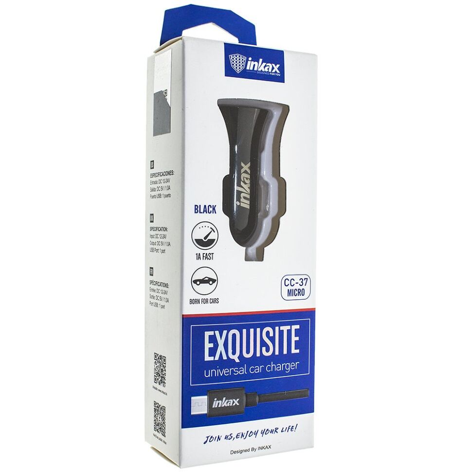 Автомобільний зарядний пристрій INKAX CC-37 1.0A + USB кабель MICRO Автомобільний зарядний пристрій INKAX CC-37 1.0A + USB кабель MICRO
