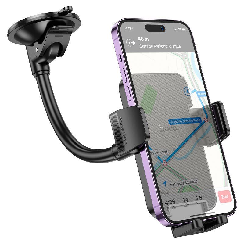 Автомобільний тримач HOCO H38 Cheetah car holder (windshield) чорний Автомобільний тримач HOCO H38 Cheetah car holder (windshield) чорний