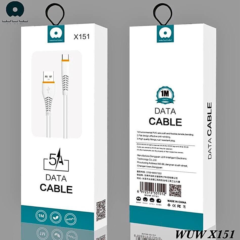 Кабель USB WUW X151 USB - Type-C 5A (70) Кабель USB WUW X151 USB - Type-C 5A (70)