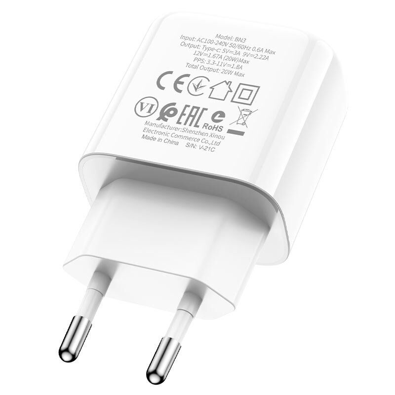 Мережевий зарядний пристрій BOROFONE BN3 Premium PD20W USB-C Мережевий зарядний пристрій BOROFONE BN3 Premium PD20W USB-C
