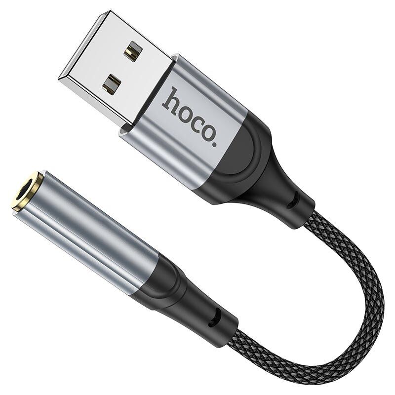 Перехідник HOCO LS36 зовнішня звукова карта USB - jack 3.5мм 0,12м чорний Перехідник HOCO LS36 зовнішня звукова карта USB - jack 3.5мм 0,12м чорний
