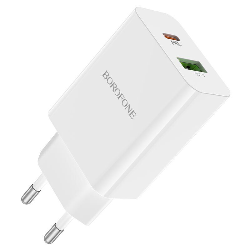 Мережевий зарядний пристрій BOROFONE BA56A Lavida dual port PD20W+QC3.0 charger(EU) Мережевий зарядний пристрій BOROFONE BA56A Lavida dual port PD20W+QC3.0 charger(EU)