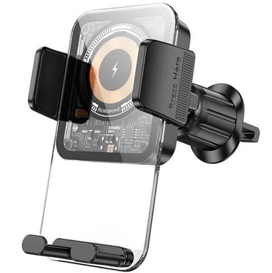 Автомобільний тримач BOROFONE BH209 15W бездротова швидка зарядка - повітряна решітка Автомобільний тримач BOROFONE BH209 15W бездротова швидка зарядка - повітряна решітка