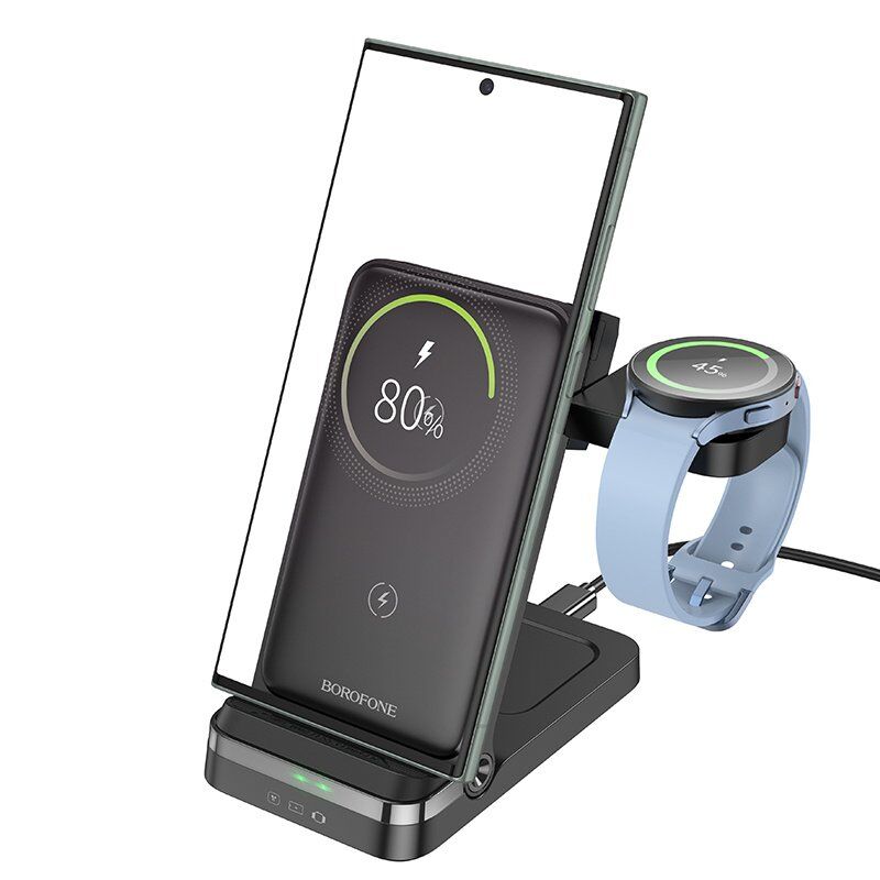 Бездротовий зарядний пристрій BOROFONE BQ33 3в1 (для телефону, годинника та навушників) з TYPE-C роз'ємом Бездротовий зарядний пристрій BOROFONE BQ33 3в1 (для телефону, годинника та навушників) з TYPE-C роз'ємом