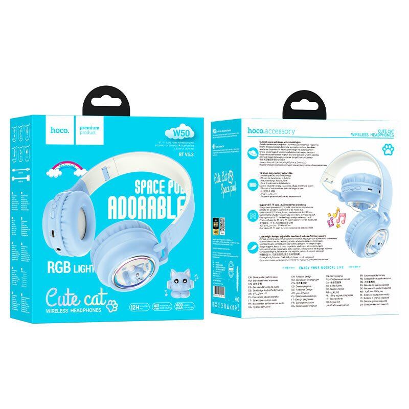 Бездротові повнорозмірні навушники HOCO W50, синій Бездротові повнорозмірні навушники HOCO W50, синій