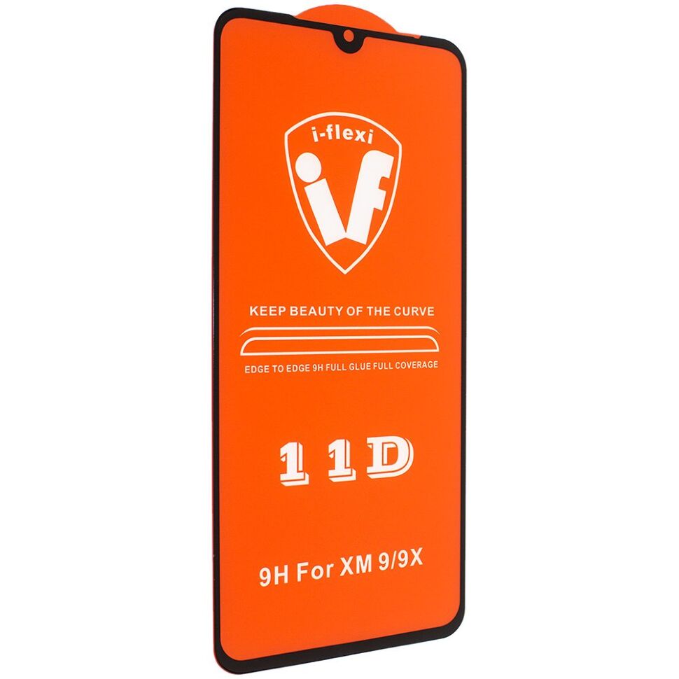 Скло 11D 9H i-flexi FULL GLUE XIAOMI MI 9 (2019) в упаковці ЧОРНИЙ