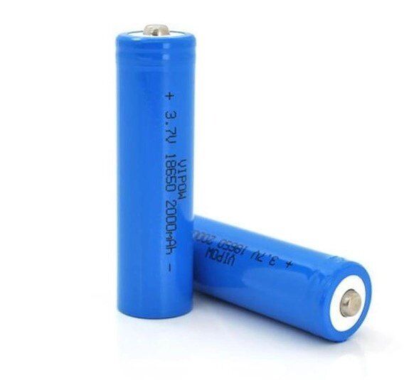 Акумулятор Vipow 18650 Li-Ion ICR18650 2000mAh TipTop 3.7V BLUE без упаковки Акумулятор Vipow 18650 Li-Ion ICR18650 2000mAh TipTop 3.7V BLUE без упаковки