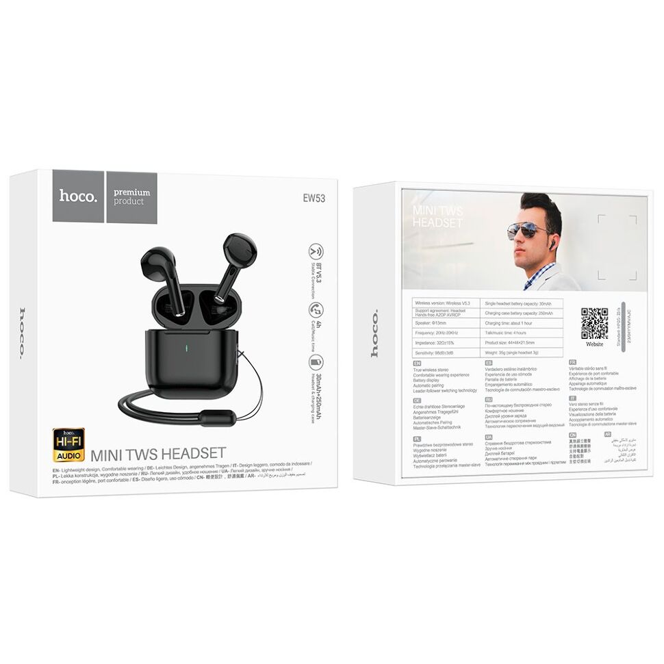 Бездротові навушники HOCO EW53, чорний Бездротові навушники HOCO EW53, чорний