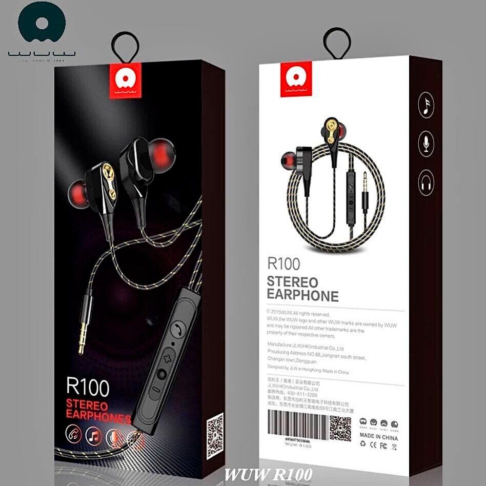 Дротові навушники WUW R100, чорний Дротові навушники WUW R100, чорний