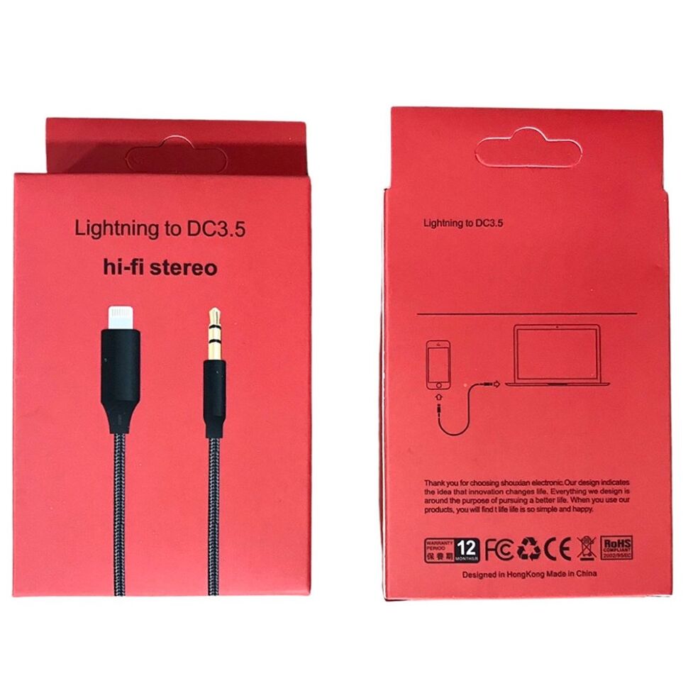 Кабель AUX Lightning to DC 3.5 mm 1m тканина