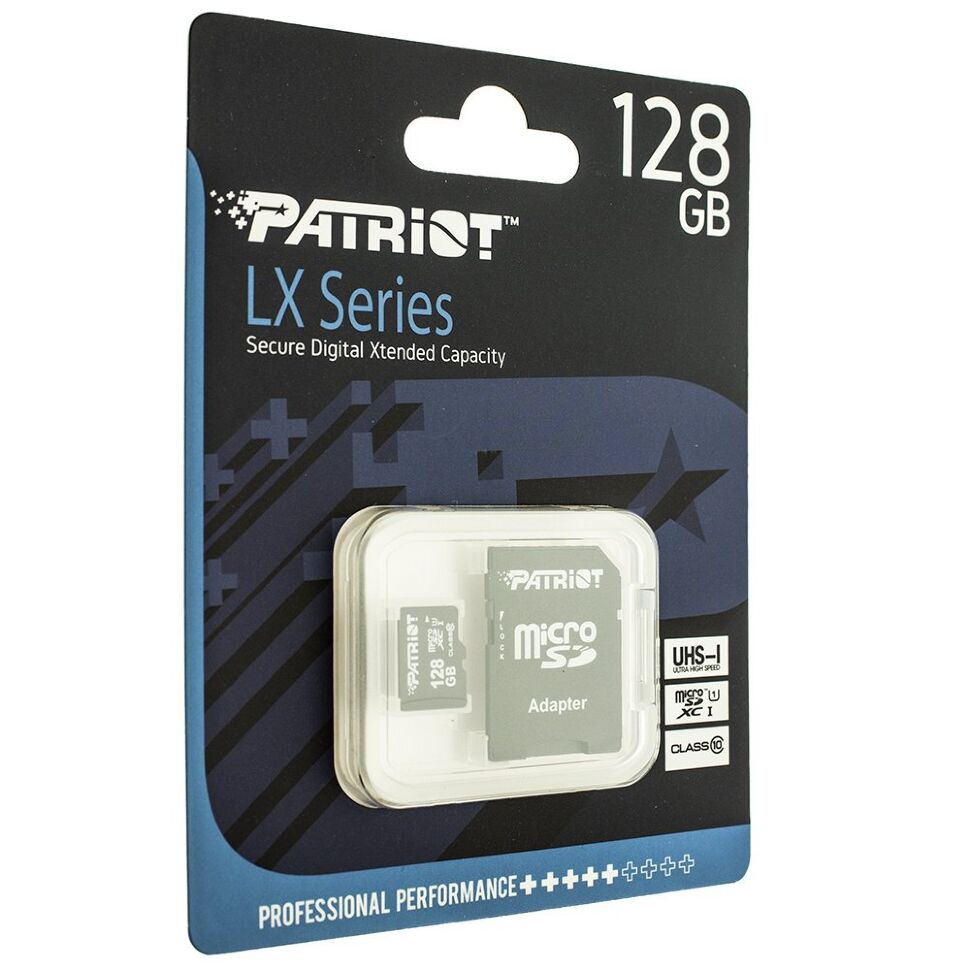 Карта пам'яті micro 128Gb Patriot LX Series SDXC (UHS-1) class 10 (adapter SD) Карта пам'яті micro 128Gb Patriot LX Series SDXC (UHS-1) class 10 (adapter SD)