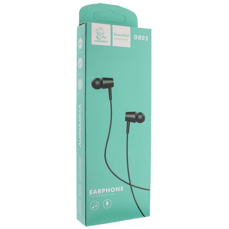 Навушники дротові DENMEN DR02 ЧОРНИЙ Навушники дротові DENMEN DR02 ЧОРНИЙ