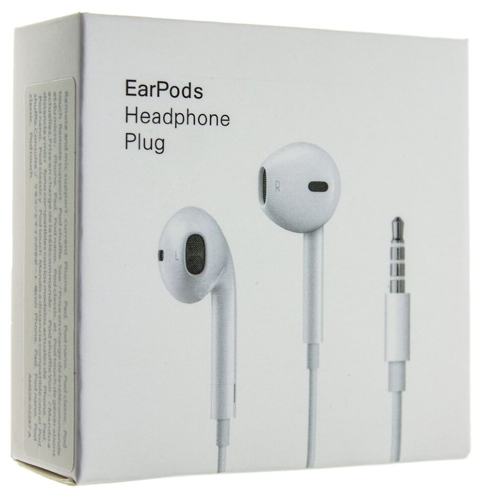 Наушники проводные EarPods APPLE original Model A1472 MNHF2ZM/A HEADPHONE PLUG 3.5MM
