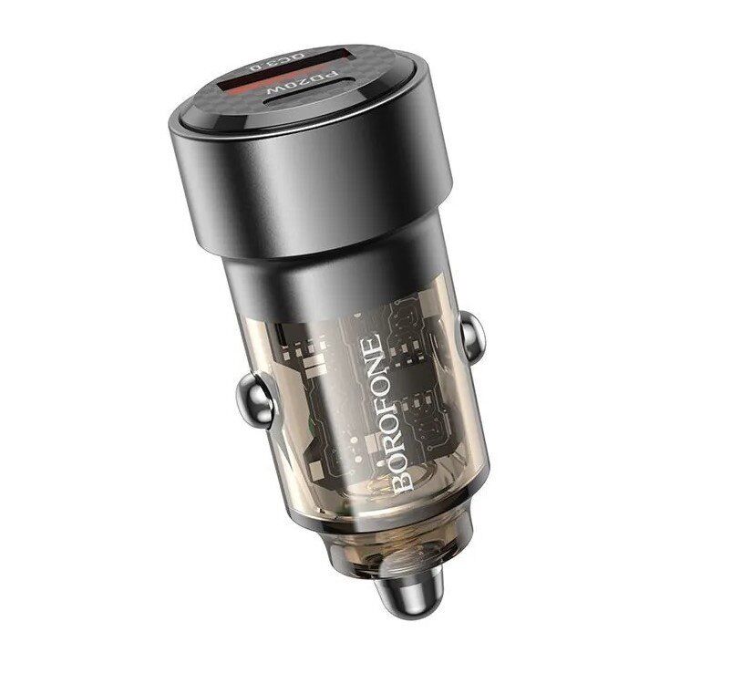 Автомобільний зарядний пристрій BOROFONE BZ20 38W Smart TYPE-C PD 20W + USB QC3.0, чорний