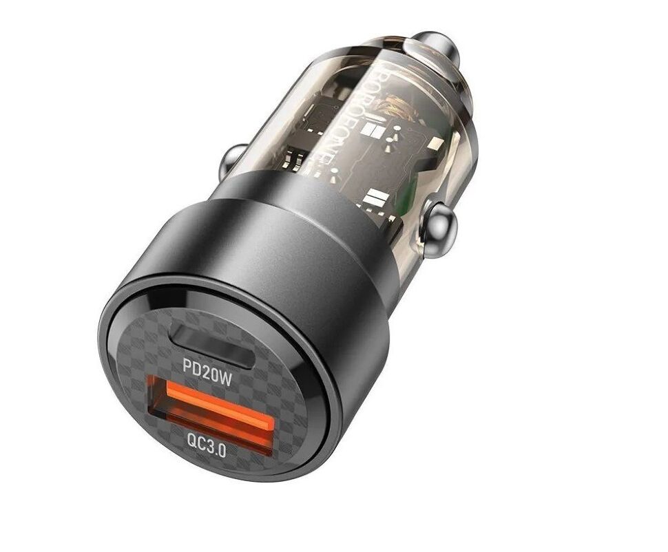 Автомобільний зарядний пристрій BOROFONE BZ20 38W Smart TYPE-C PD 20W + USB QC3.0, чорний