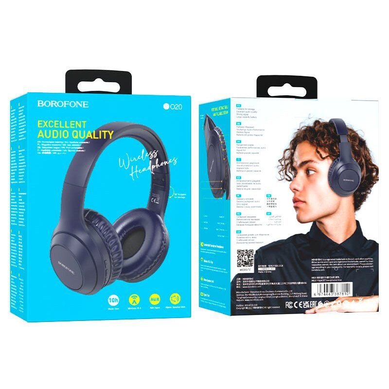 Бездротові повнорозмірні навушники BOROFONE BO20 Player, синій Бездротові повнорозмірні навушники BOROFONE BO20 Player, синій