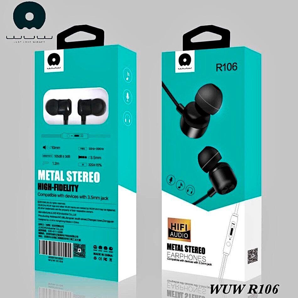 Дротові навушники WUW R106 METAL, білий (40) Дротові навушники WUW R106 METAL, білий (40)