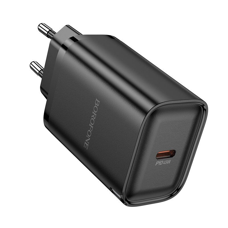 Мережевий зарядний пристрій BOROFONE BA86A TYPE-C PD 45W, чорний Мережевий зарядний пристрій BOROFONE BA86A TYPE-C PD 45W, чорний