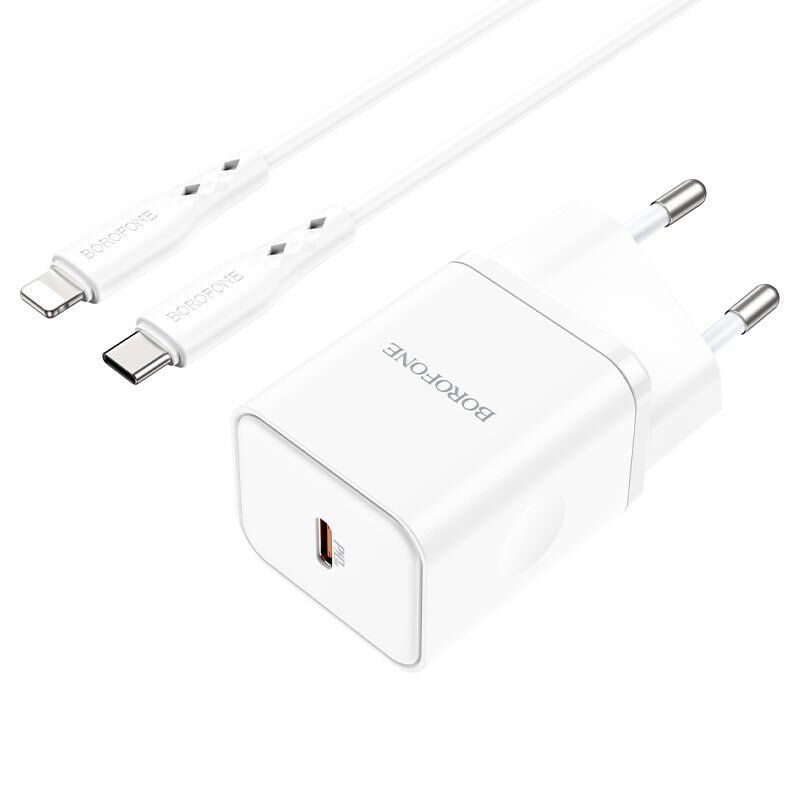 Мережевий зарядний пристрій BOROFONE BN6 Field PD20W USB-C + кабель TYPE-C - LIGHTNING Мережевий зарядний пристрій BOROFONE BN6 Field PD20W USB-C + кабель TYPE-C - LIGHTNING