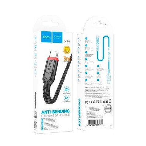 USB кабель HOCO X59 USB - Type-C 3 MЕТРИ ЧОРНИЙ USB кабель HOCO X59 USB - Type-C 3 MЕТРИ ЧОРНИЙ