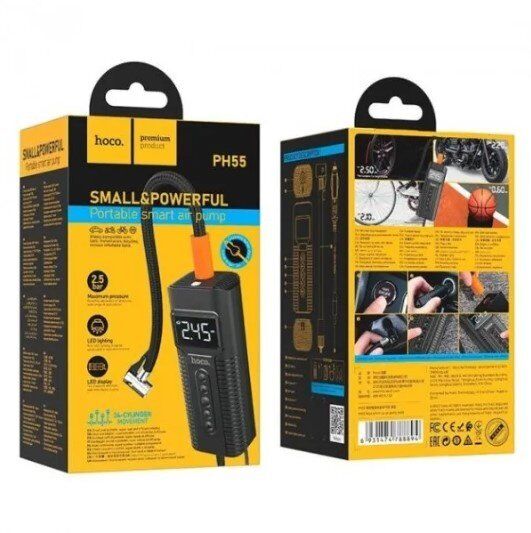 Автомобільний насос-компресор HOCO PH55, чорний Автомобільний насос-компресор HOCO PH55, чорний