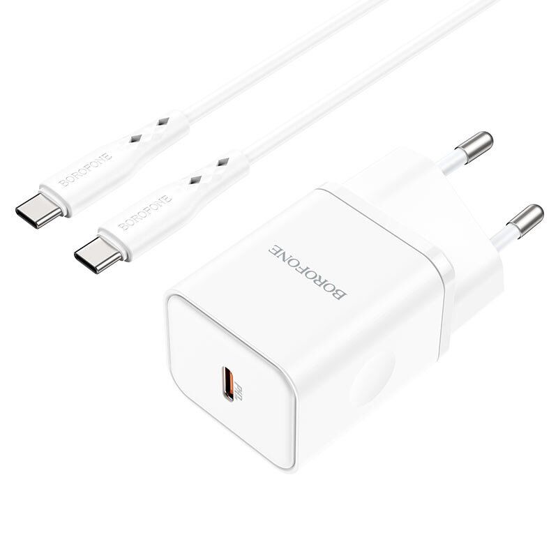 Мережевий зарядний пристрій BOROFONE BN6 Field PD20W USB-C + кабель TYPE-C - TYPE-C Мережевий зарядний пристрій BOROFONE BN6 Field PD20W USB-C + кабель TYPE-C - TYPE-C