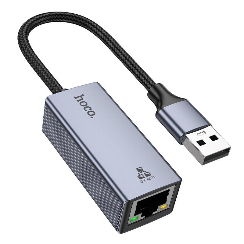 Перехідник HOCO UA37 USB - RJ45 GIGABIT, сірий Перехідник HOCO UA37 USB - RJ45 GIGABIT, сірий