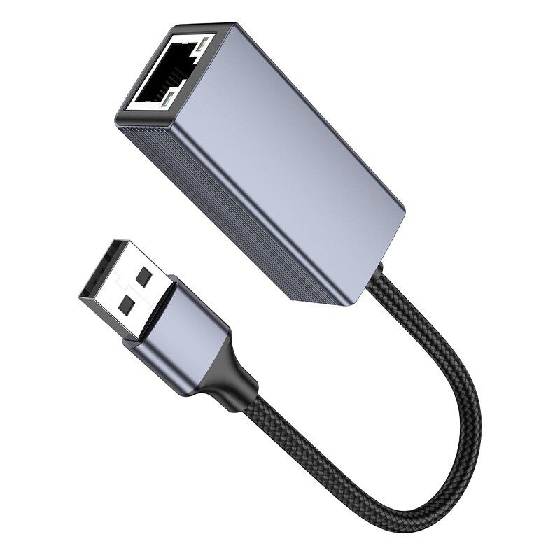 Перехідник HOCO UA37 USB - RJ45 GIGABIT, сірий Перехідник HOCO UA37 USB - RJ45 GIGABIT, сірий