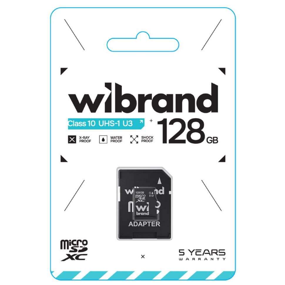 Карта пам'яті micro 128Gb Wibrand SDHC (UHS-1 U3) class 10 (з адаптером) Карта пам'яті micro 128Gb Wibrand SDHC (UHS-1 U3) class 10 (з адаптером)