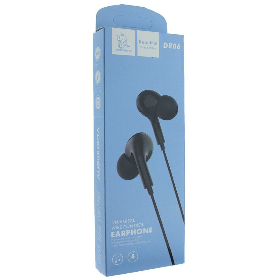 Навушники дротові DENMEN DR06 ЧОРНИЙ
