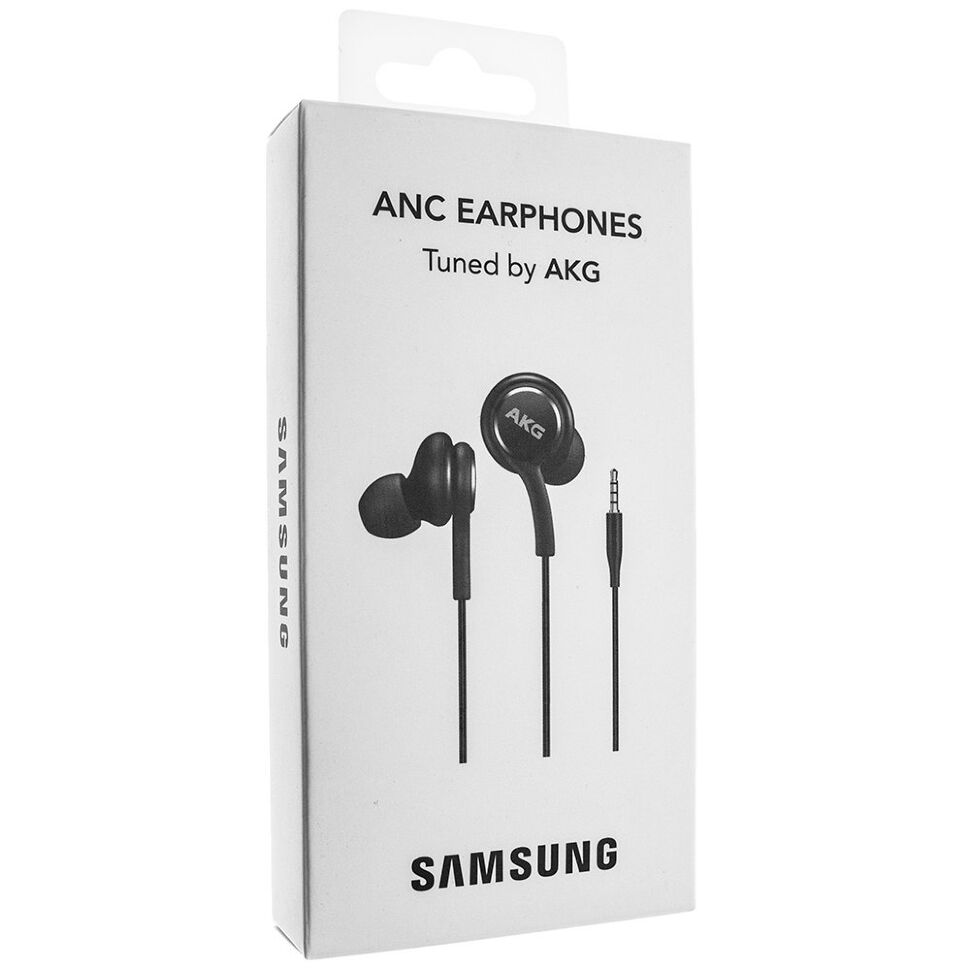 Дротова гарнітура Samsung original S10 ANC Earphones by AKG з роз'ємом 3,5 мм, з тканинним обплетенням, чорний