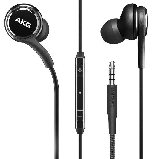 Дротова гарнітура Samsung original S10 ANC Earphones by AKG з роз'ємом 3,5 мм, з тканинним обплетенням, чорний