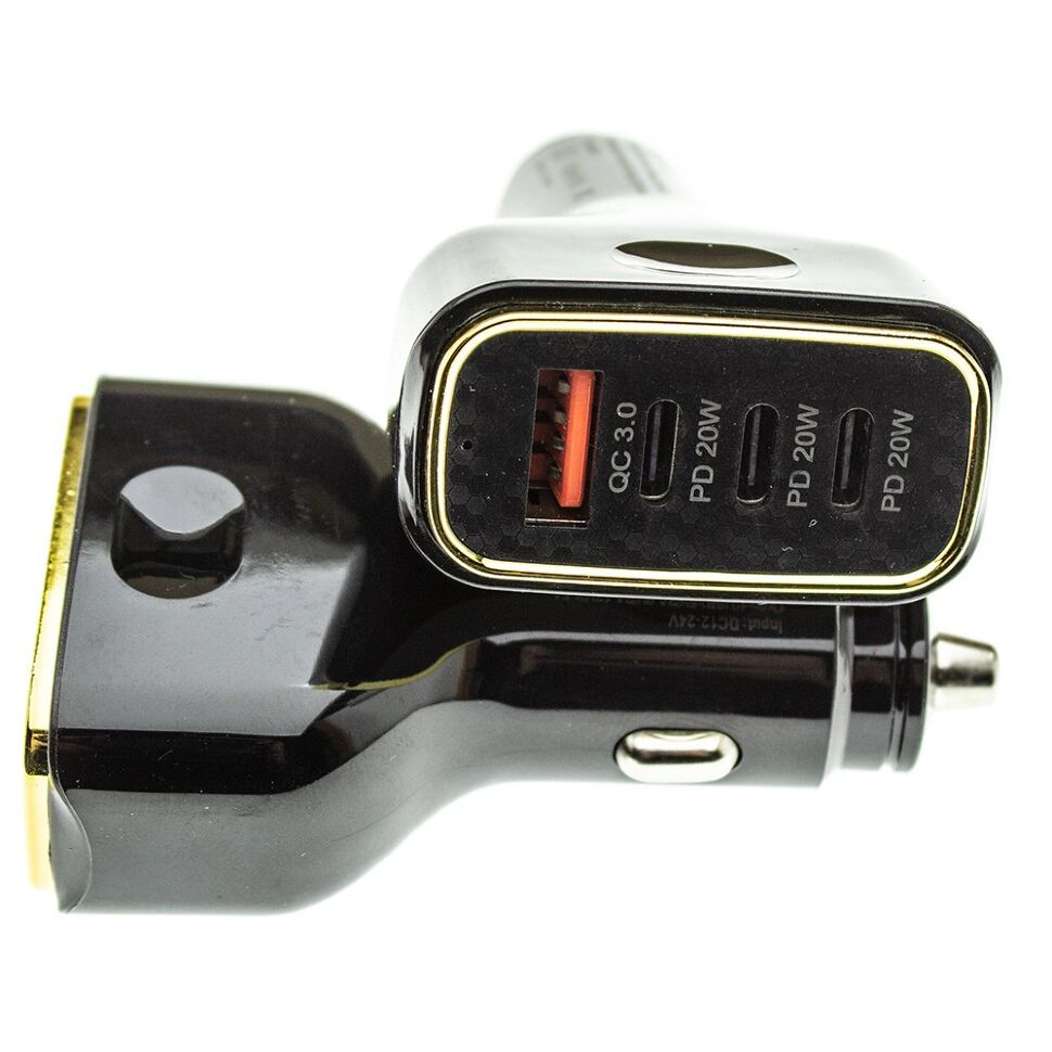 Автомобільний зарядний пристрій MEGA 1 USB QC 3.0 + 3 TYPE-C PD 80W без упаковки Автомобільний зарядний пристрій MEGA 1 USB QC 3.0 + 3 TYPE-C PD 80W без упаковки