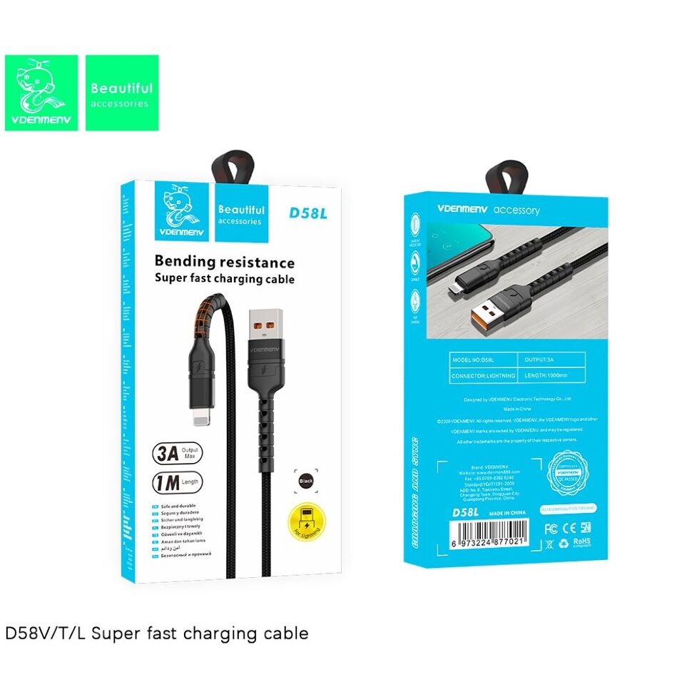 Кабель USB Denmen D58L USB - Lightning (2.4A)