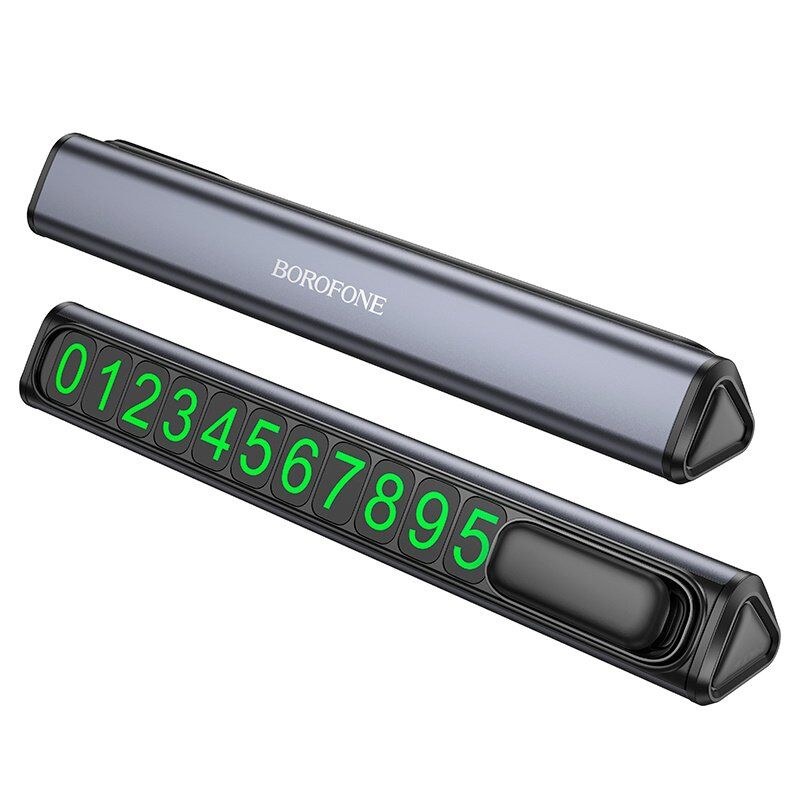 Паркувальна табличка з номером телефону на панель автомобіля BOROFONE FC3, ЧОРНО-СІРИЙ