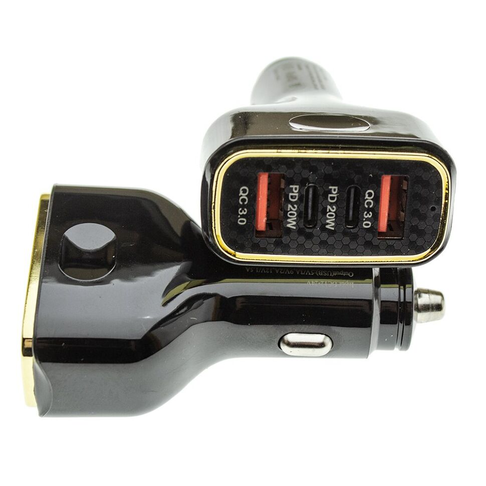 Автомобільний зарядний пристрій MEGA 2 USB QC 3.0 + 2 TYPE-C PD 80W без упаковки Автомобільний зарядний пристрій MEGA 2 USB QC 3.0 + 2 TYPE-C PD 80W без упаковки