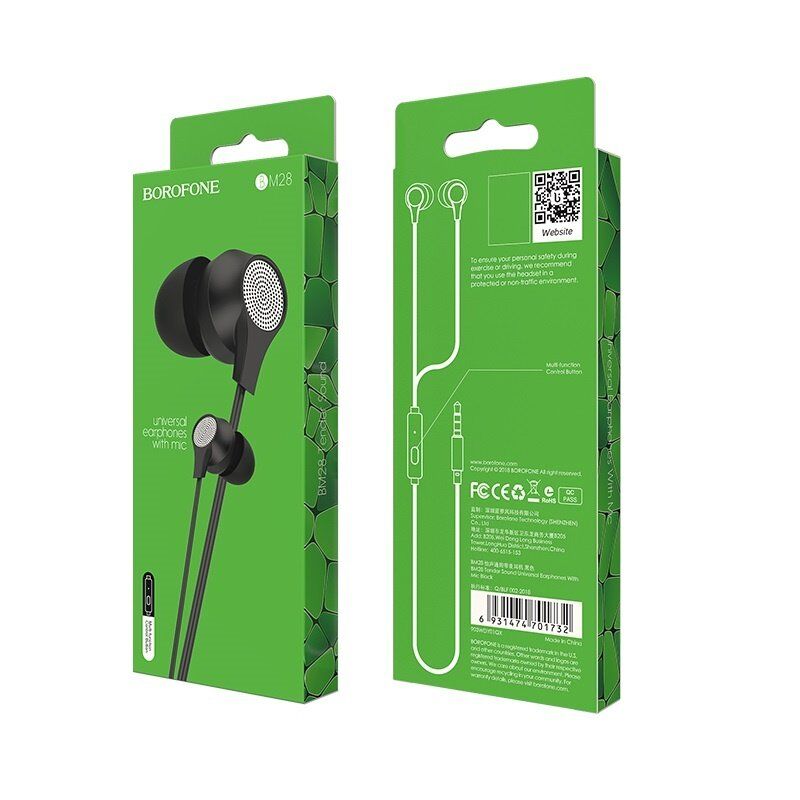Дротові навушники BOROFONE BM28, чорний Дротові навушники BOROFONE BM28, чорний