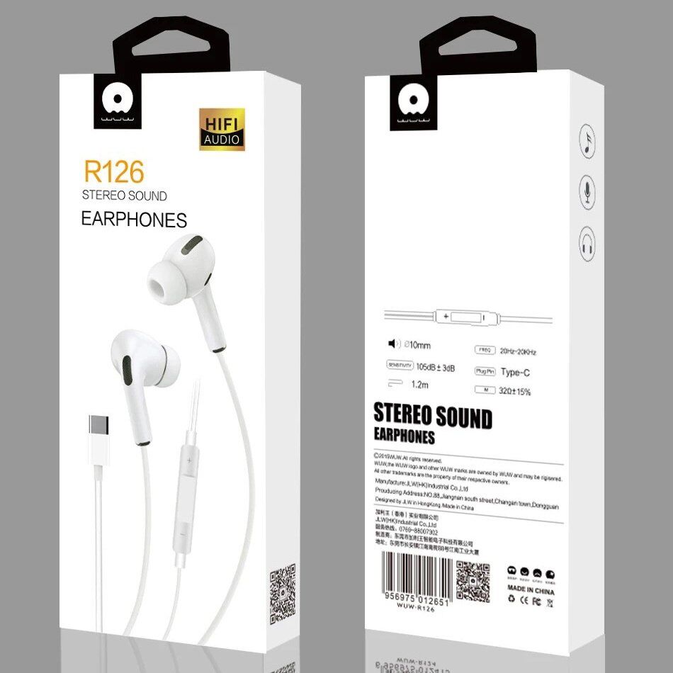Дротові навушники WUW R126 TYPE-C, білий (45) Дротові навушники WUW R126 TYPE-C, білий (45)