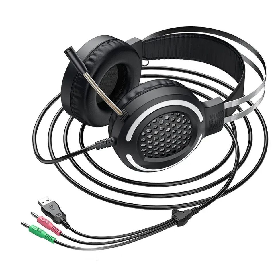 Проводная компьютерная гарнитура HOCO ESD03, чёрный