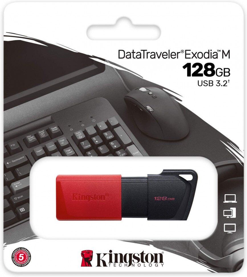 USB флеш 128GB KINGSTON DT EXODIA M 3.2 BLACK/RED