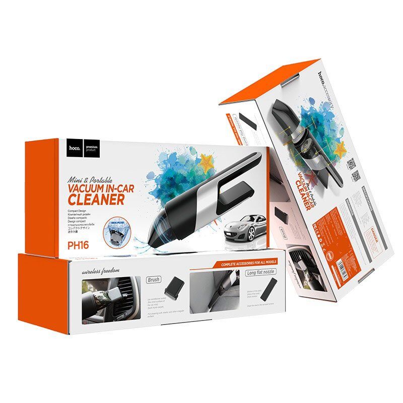 Автомобільний пилисос HOCO PH16 Azure portable vacuum car cleaner, BLACK SILVER Автомобільний пилисос HOCO PH16 Azure portable vacuum car cleaner, BLACK SILVER