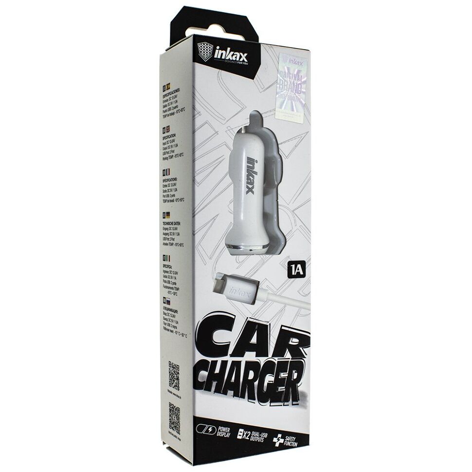 Зарядний пристрій INKAX CC-13 1.0A + USB кабель LIGHTNING